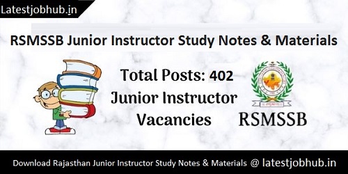 RSMSSB Junior Instructor Study Notes & Materials 2019-20
