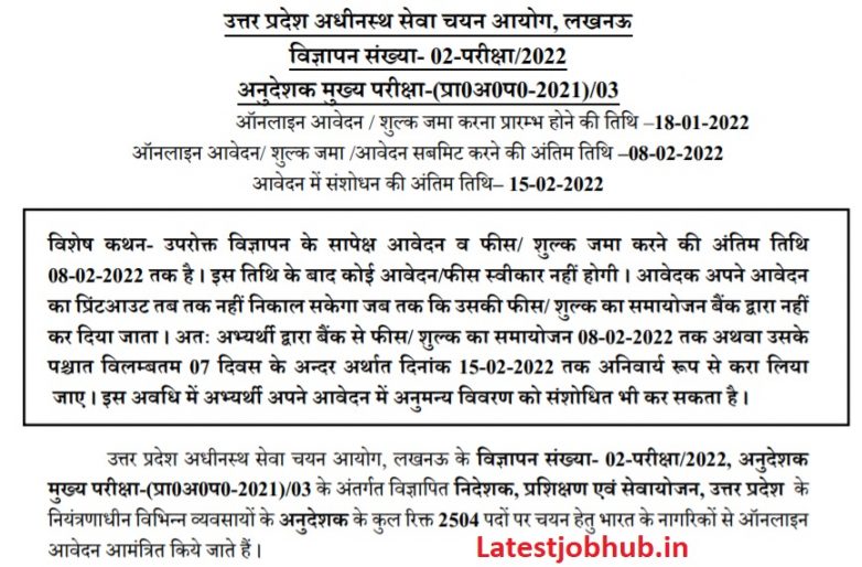 UPSSSC Anudeshak Recruitment 2022 UP ITI Instructor Jobs