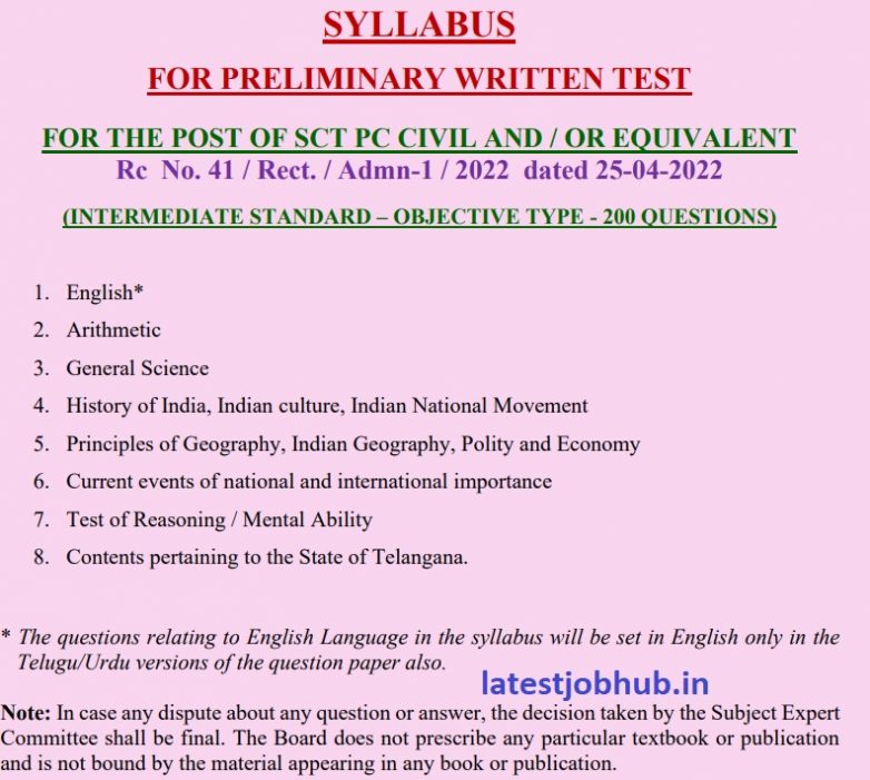 Ts Police Constable Syllabus Prelims Mains Exam Pattern