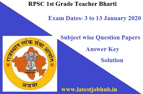 RPSC 1st Grade Teacher Answer key 2021