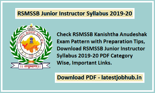 RSMSSB Junior Instructor Syllabus 2019-20