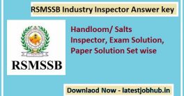 RSMSSB Industry Inspector Answer key 2020