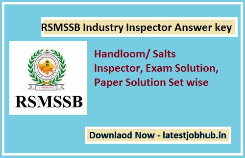 RSMSSB Industry Inspector Answer key 2020