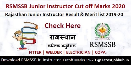 RSMSSB Junior Instructor Cut off Marks