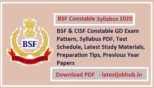 BSF Constable Syllabus 2020