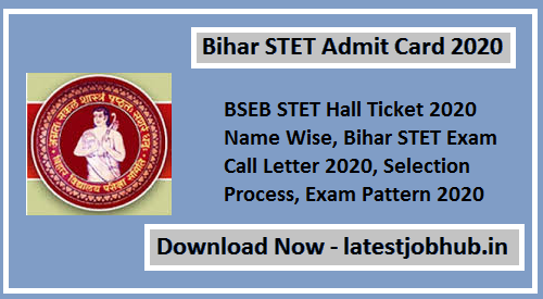 Bihar STET Admit Card 2021