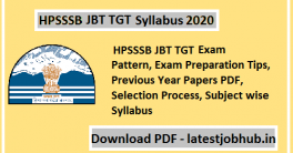 HPSSSB JBT TGT Syllabus 2020