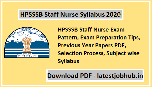 HPSSSB Staff Nurse Syllabus 2020