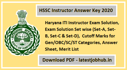 Haryana Instructor Answer key 2021