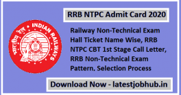 Railway NTPC CBT Stage-I Admit Card
