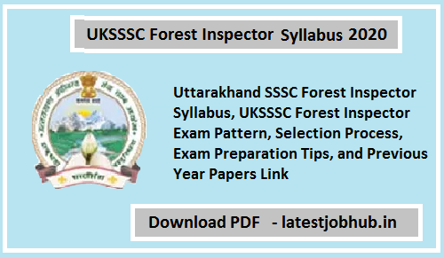 UKSSSC Forest Inspector Syllabus 2021