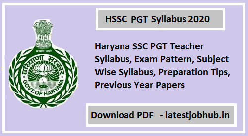 HSSC PGT Syllabus 2020