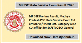 MPPSC State Service Exam Result 2021