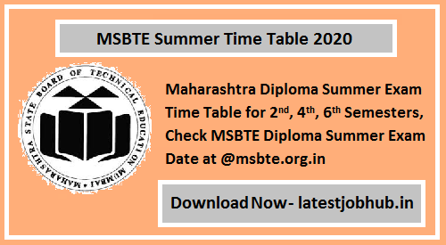 MSBTE Winter Time Table 2022