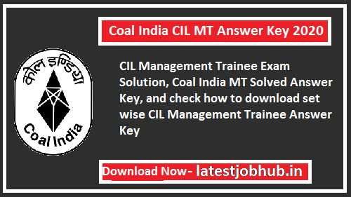 Coal India CIL MT Answer Key 2020