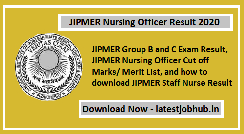 JIPMER Nursing Officer Result 2020