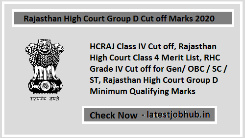 HCRAJ 4th Class/Peon Exam Cut off Marks 2022