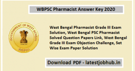 WBPSC Pharmacist Answer Key 2020