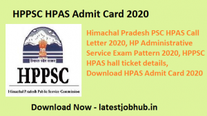 HPPSC HPAS Admit Card 2020