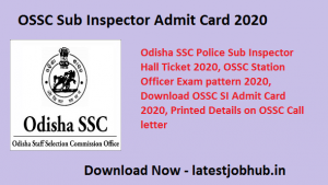 OSSC Sub Inspector Admit Card 2020