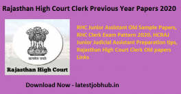 Rajasthan High Court Clerk Previous Year Papers 2022