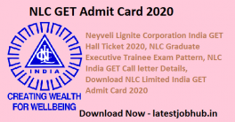 NLC GET Admit Card 2020