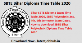 SBTE Bihar Diploma Time Table 2022