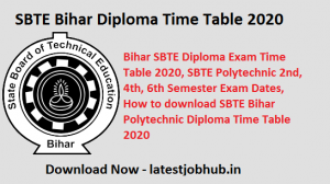 SBTE Bihar Diploma Time Table 2020