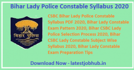 Bihar Lady Police Constable Syllabus 2021