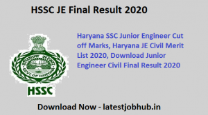 HSSC JE Final Result 2020