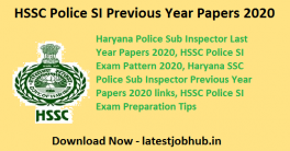 HSSC Police SI Previous Year Papers 2021