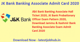 JK Bank Banking Associate Admit Card 2020