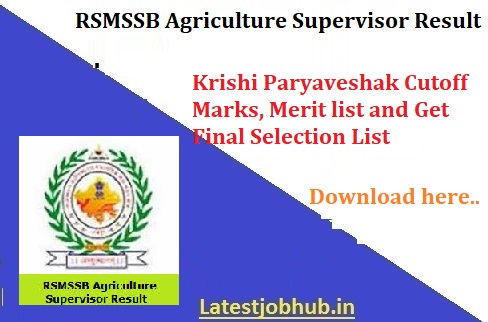 Rajasthan Krishi Paryaveshak Result 2020