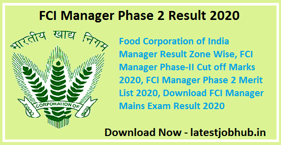FCI Manager Phase 2 Result 2020