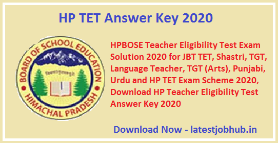 HP TET Answer Key 2020