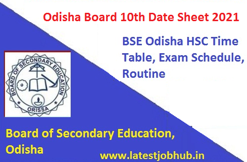 BSE Odisha HSC Date Sheet 2022