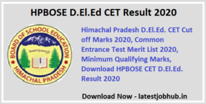 HPBOSE-D.El.Ed-CET-Result-2020