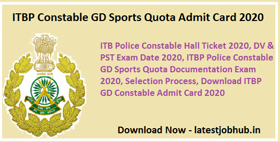 ITBP Constable GD Sports-Quota Admit Card 2021