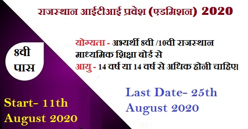 Rajasthan ITI Admission Form 2020-21