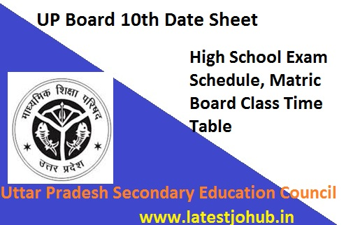 UP Board 10th Date Sheet 2022