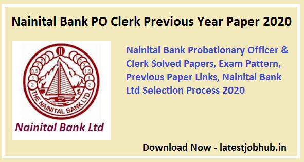 Nainital Bank PO Clerk Previous Year Paper 2020