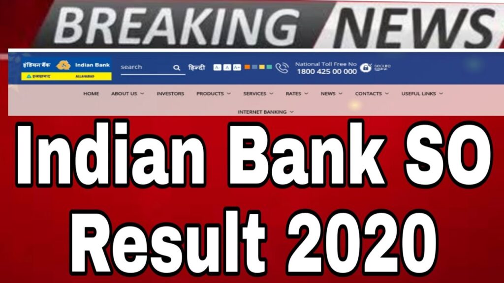 Indian Bank SO Result 2021  Indian Bank Specialist Officer Merit List