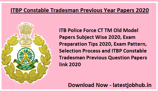 ITBP Constable Tradesman Previous Year Papers 2021
