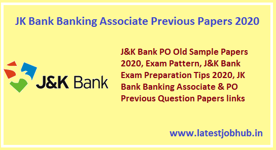 JK Bank Banking Associate Previous Year Papers 2020
