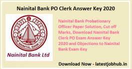 Nainital Bank PO Clerk Answer Key 2020-