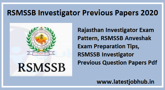 RSMSSB Investigator Previous Papers 2020
