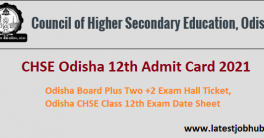 CHSE Odisha 12th Admit Card 2021