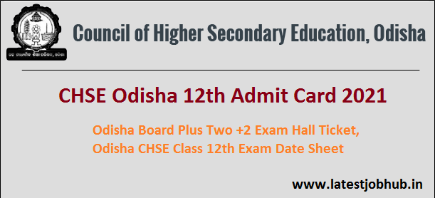 CHSE Odisha 12th Admit Card 2021