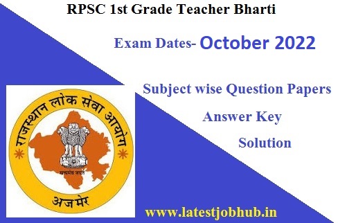 RPSC 1st Grade Teacher Answer key