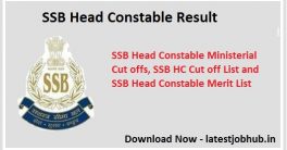 SSB HC Ministerial Result Cutoff